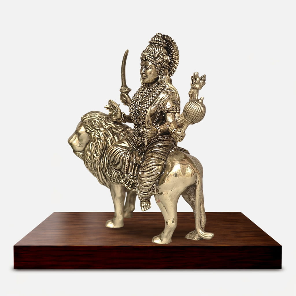 5 inches MaDurga Brass Idol for Home - Image 3