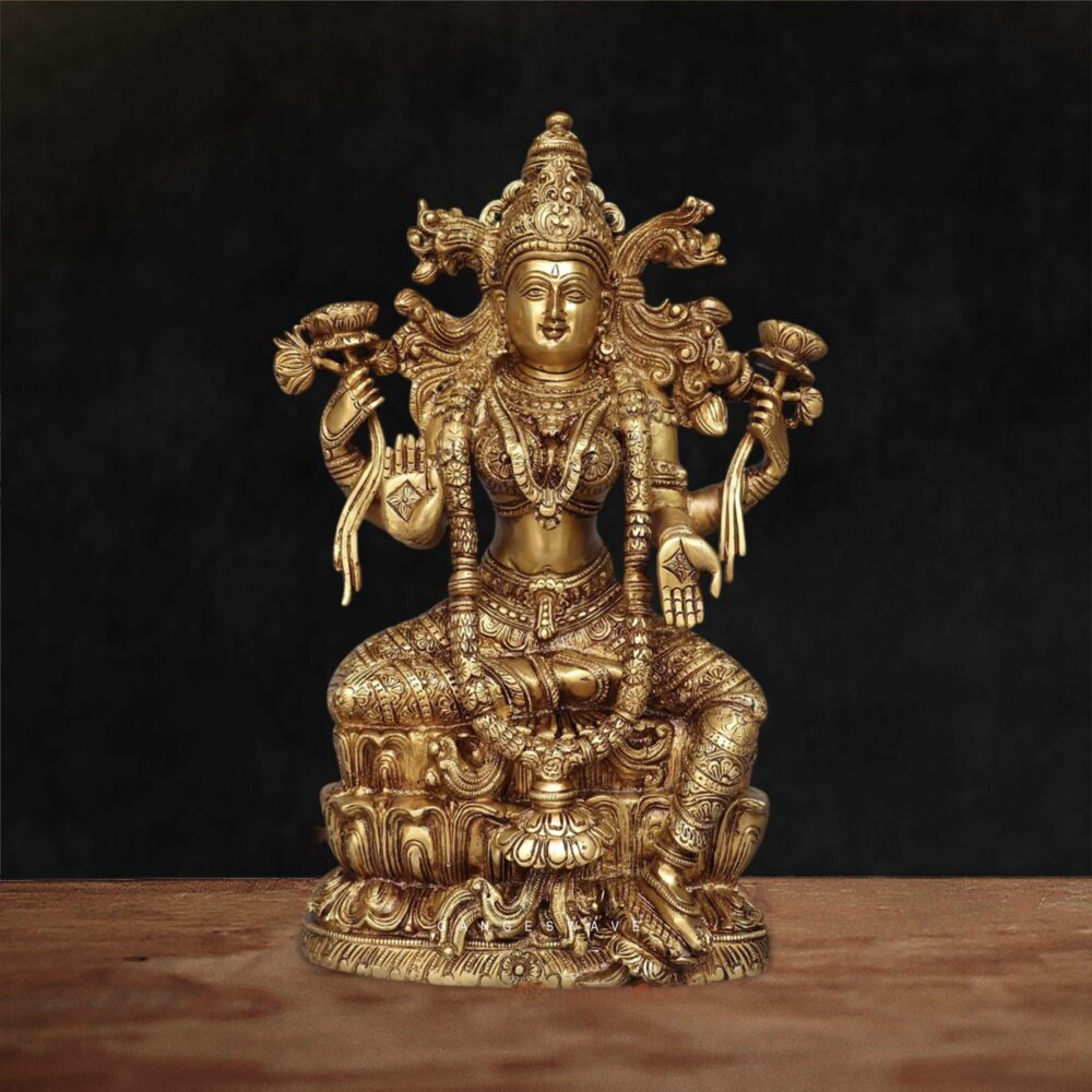 15 " MaLakshmi Superfine Chola Sculpted Brass Idol