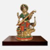 Premium Brass Goddess Saraswati Statue with Stonework - 15 inches