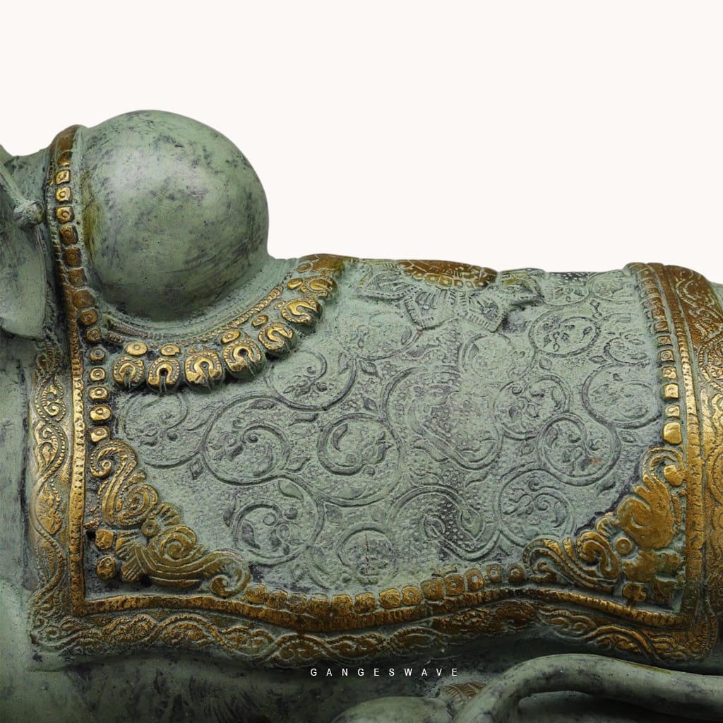 Antique Finish Brass Nandi Statue 20 inches – Sacred Guardian Bull Sculpture for Luxury Home Décor - Image 6