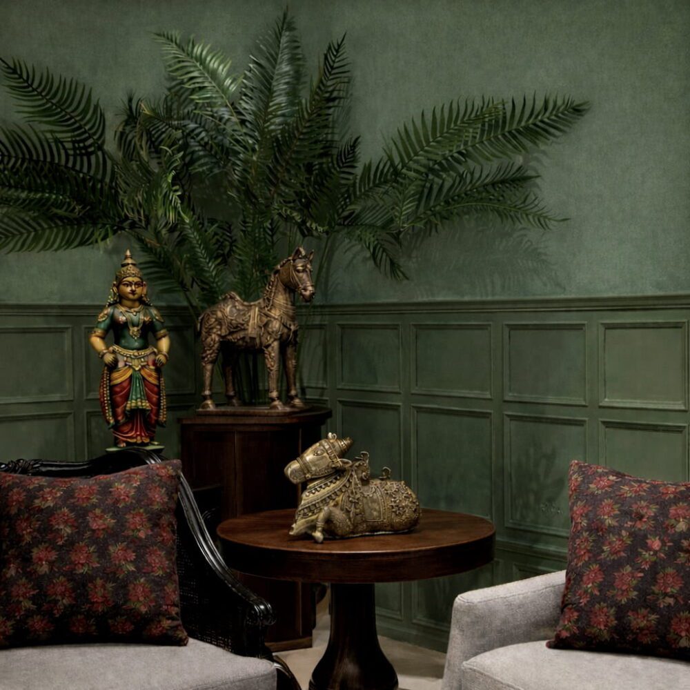 Intricately Engraved Brass Nandi in Antique Finish - 8 inches