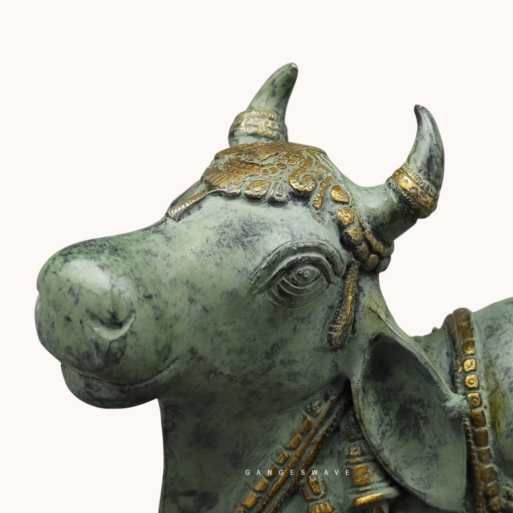 Antique Finish Brass Nandi Statue 20 inches – Sacred Guardian Bull Sculpture for Luxury Home Décor - Image 5