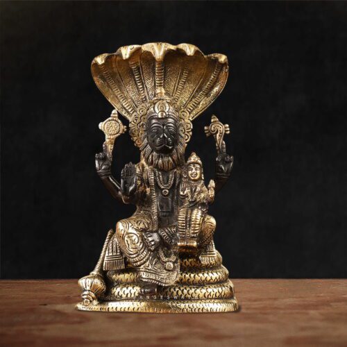 Lakshmi Narasimha Brass Statue - 8 inches