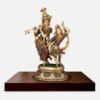 Dancing Radha Krishna Brass Idol with Meenakari Work - 16 inches