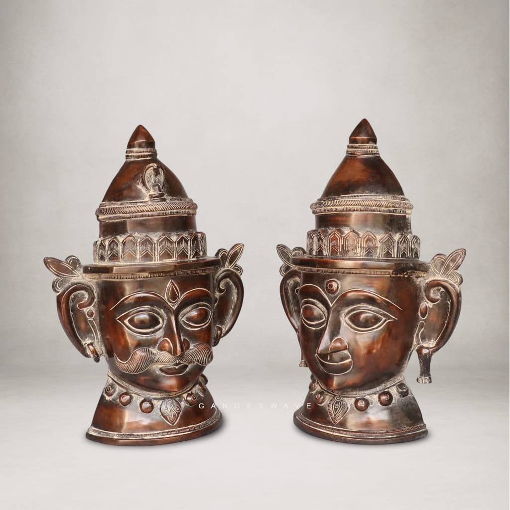 Vintage Finish Shiv-Gauri Mukhlingam Decorative - 15 inches - Image 2