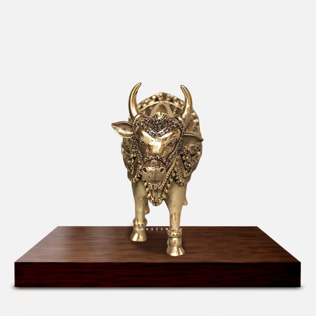 4 inches Brass Kamdhenu Cow Idol - Image 2