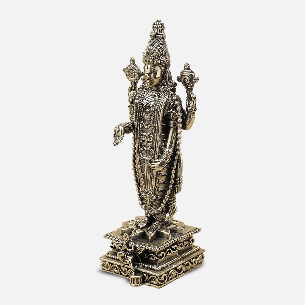8 inches Tirupati Balaji Brass Statue for Home Temple & Décor - Image 3
