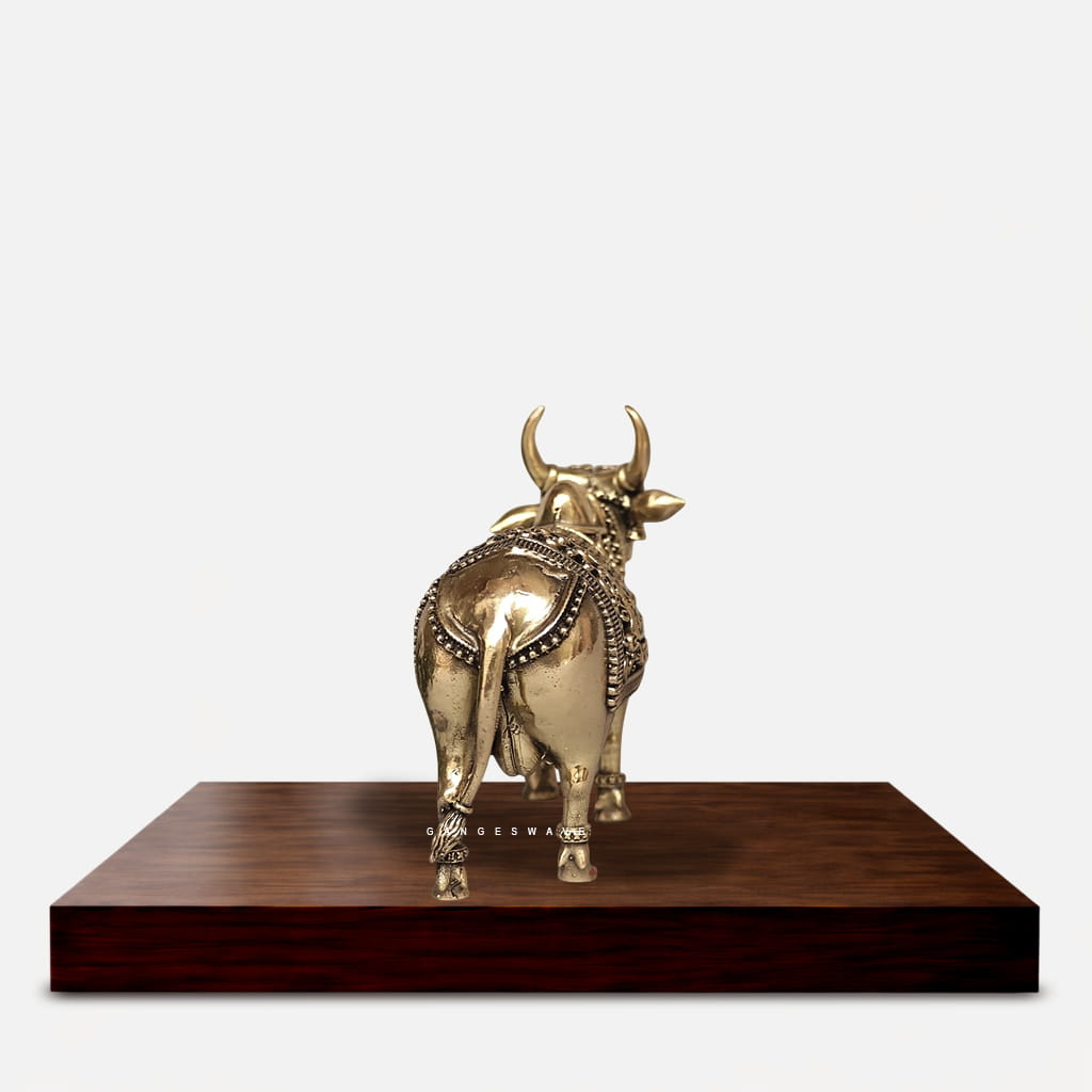 4 inches Brass Kamdhenu Cow Idol - Image 3