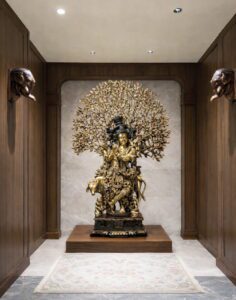 Brass Krishna with Tree of Life Statue - 36 inches