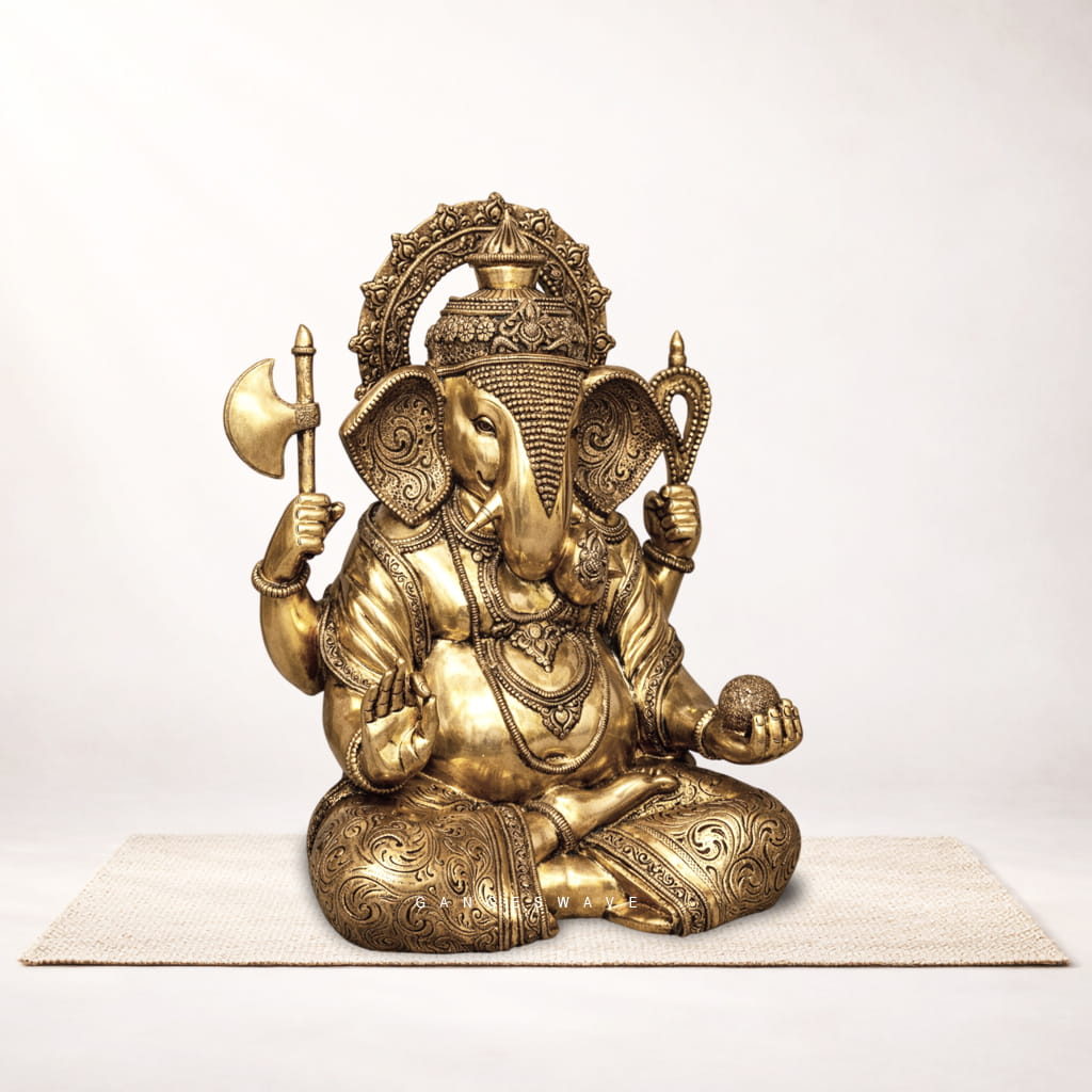 Luxury Large Handcrafted Brass Ganesha Idol – 45 inches - Image 4