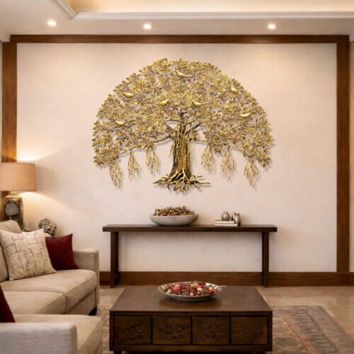 Brass KalpaVriksha (Tree of Life) with Birds Wall Decor - 36 inches