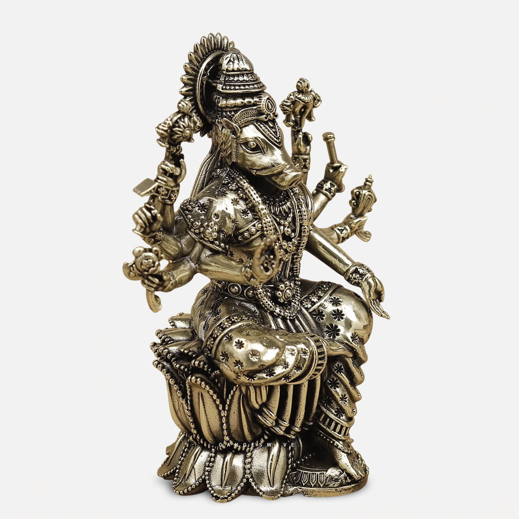 Superfine Brass Varaha Avatar Statue - 5 inches - Image 3