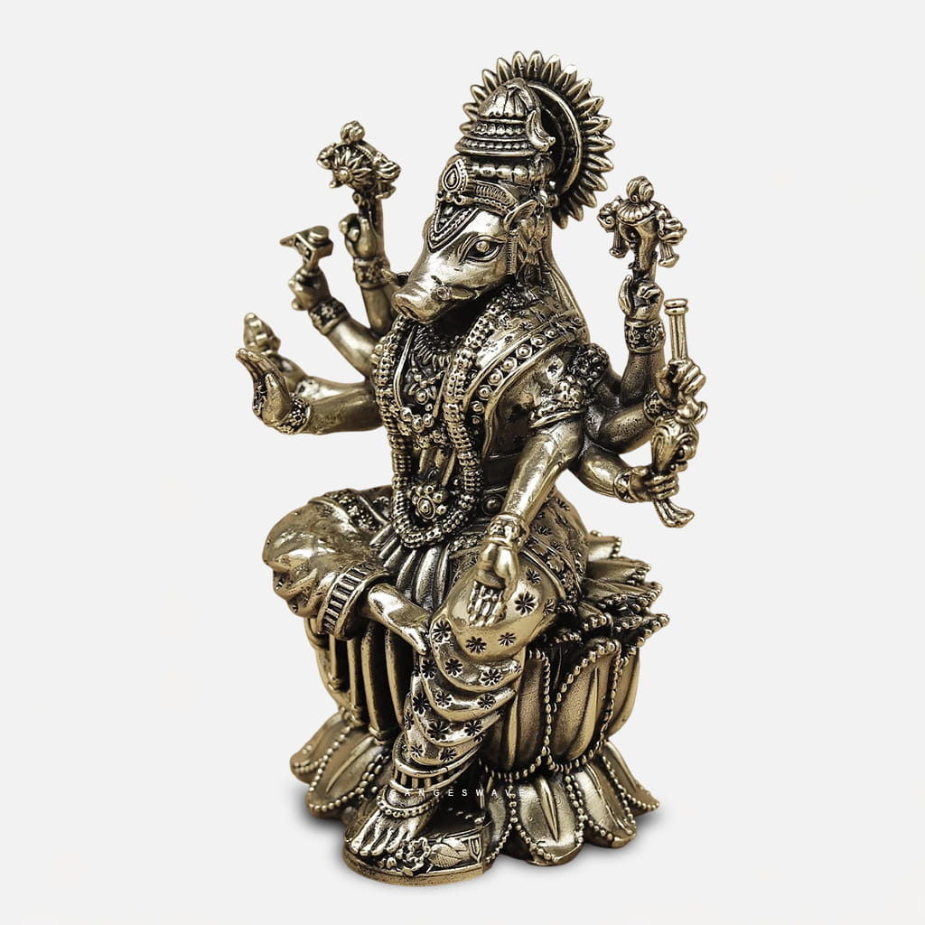 Superfine Brass Varaha Avatar Statue - 5 inches - Image 2