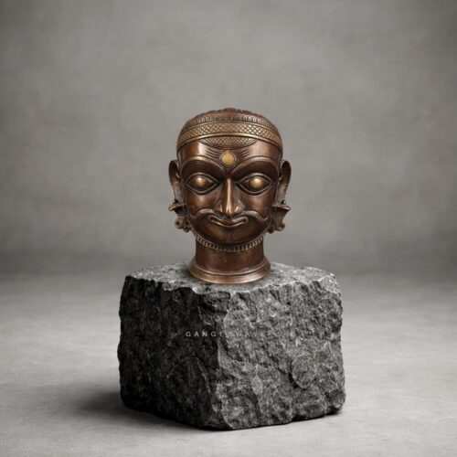 Brass Vintage Finish Shiva Mukhalingam Sculpture - 7 inches