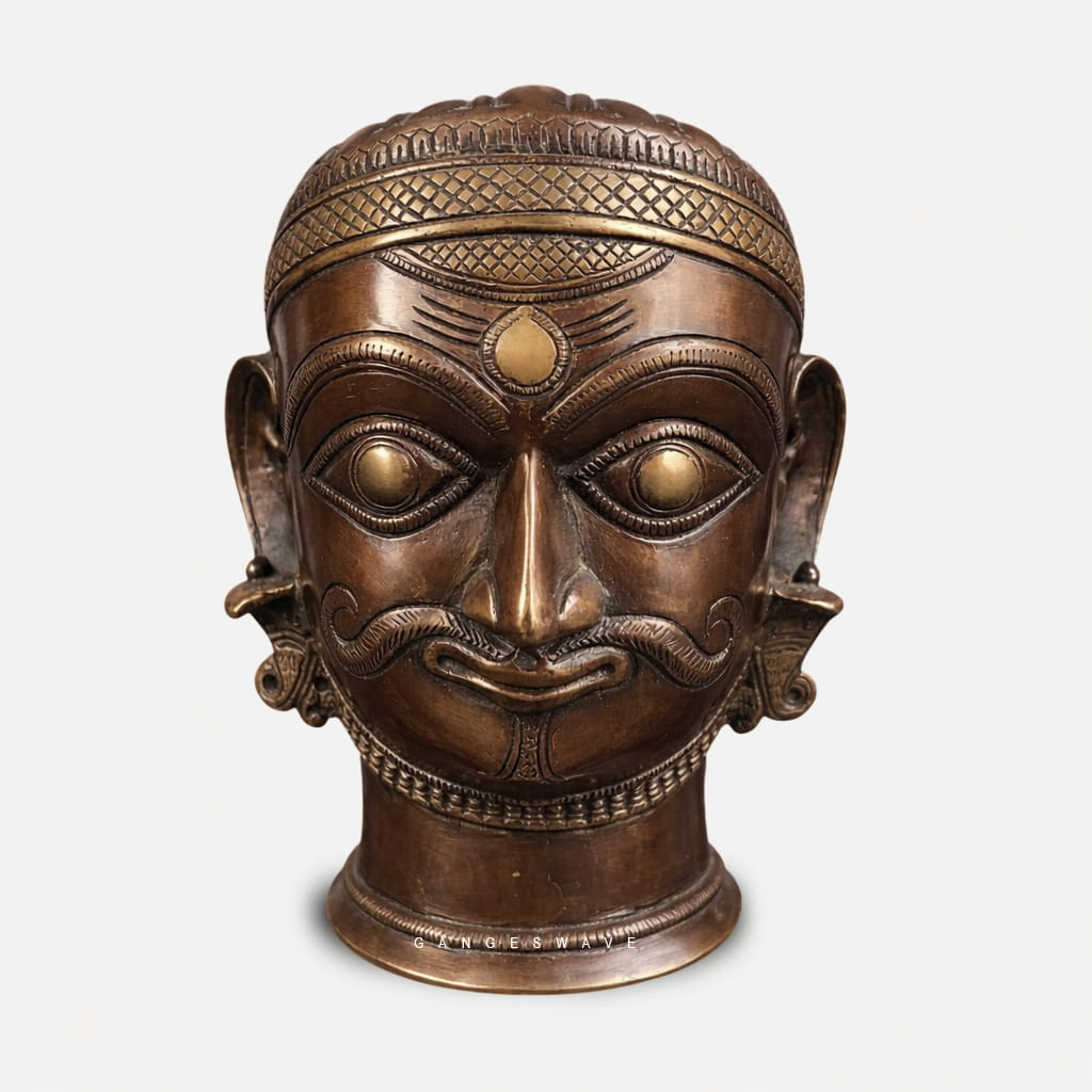 Brass Vintage Finish Shiva Mukhalingam Sculpture - 7 inches - Image 3