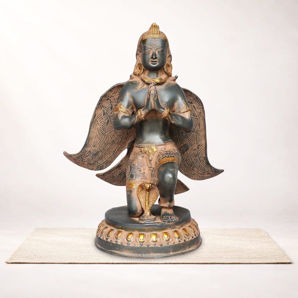 Vintage Finish Brass Garuda Idol - 13.5 inches