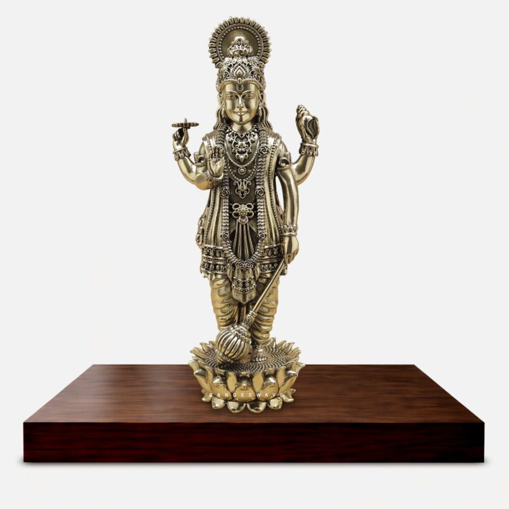 10 inches Superfine Brass Vishnu Statue