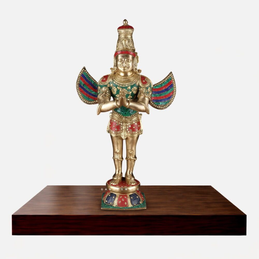 Garuda Brass Statue in Meenakari and Stone inlay work - 22 inches