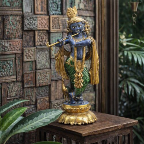 Artisanal Brass Krishna Statue – 20 inches