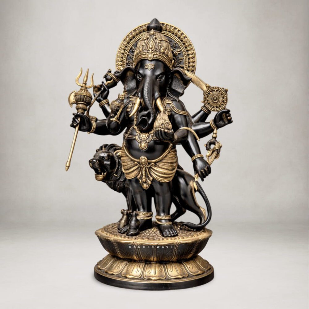Dashabhuja Brass Ganesha Idol