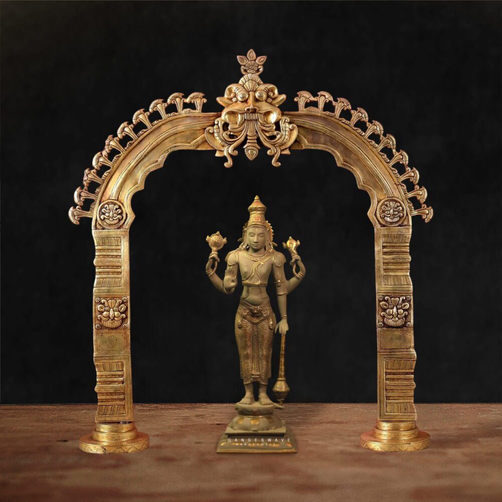 Large Brass Kirtimukha Prabhavali Arch - 23 inches