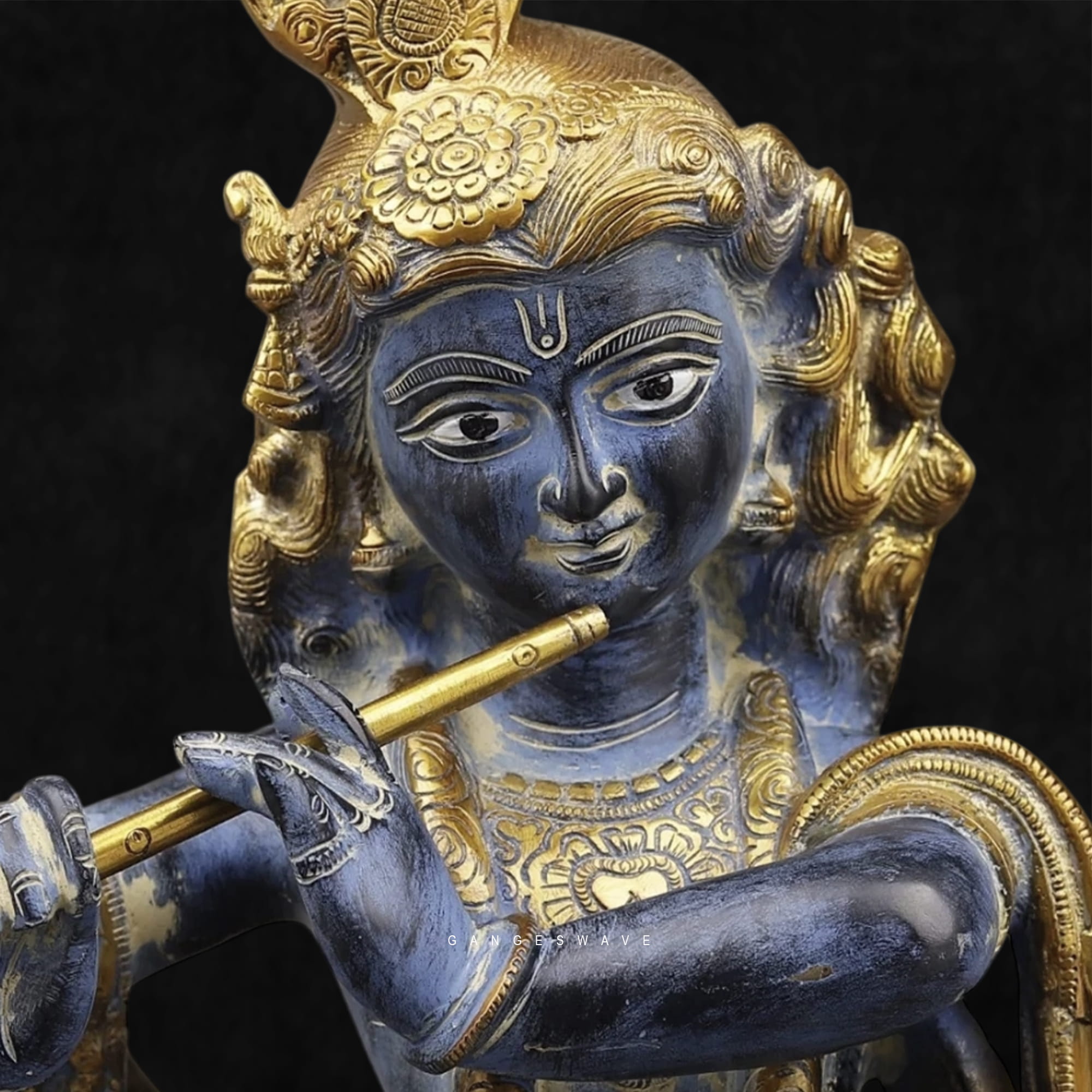 Artisanal Brass Krishna Statue – 20 inches - Image 7