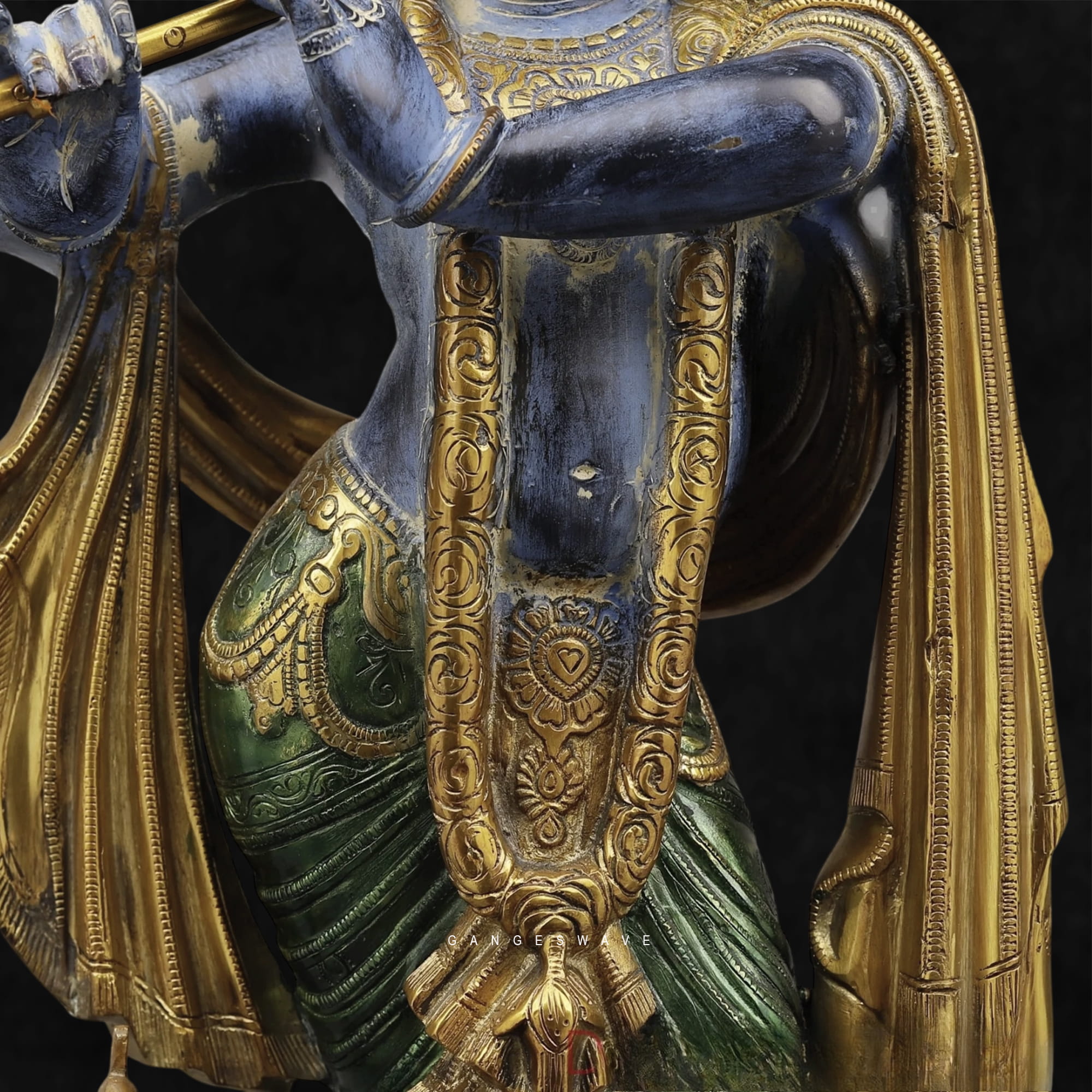 Artisanal Brass Krishna Statue – 20 inches - Image 6
