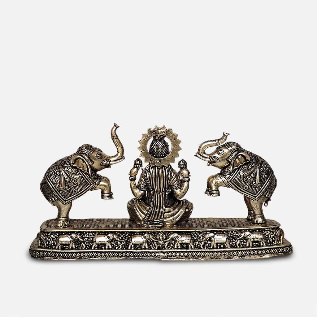 Gaja Lakshmi Superfine Brass Idol - 4 inches - Image 5