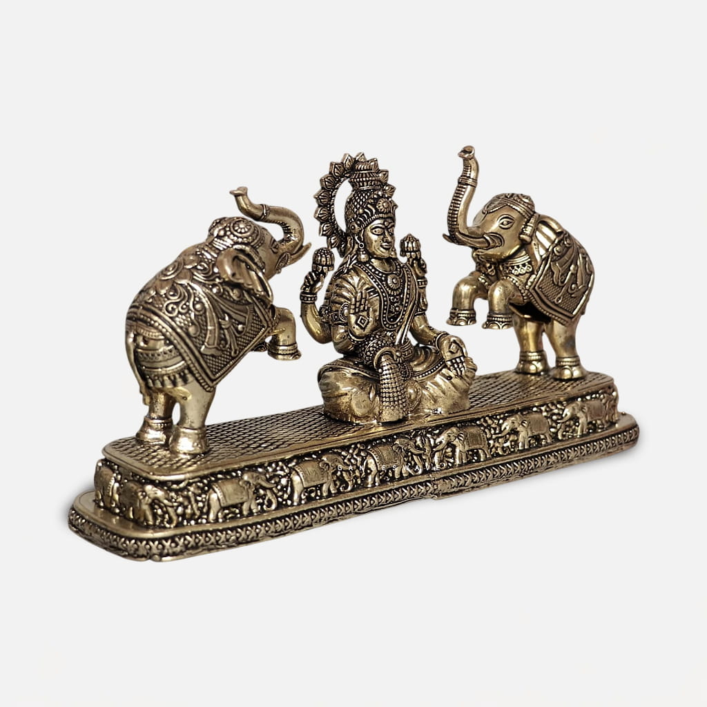 Gaja Lakshmi Superfine Brass Idol - 4 inches - Image 4