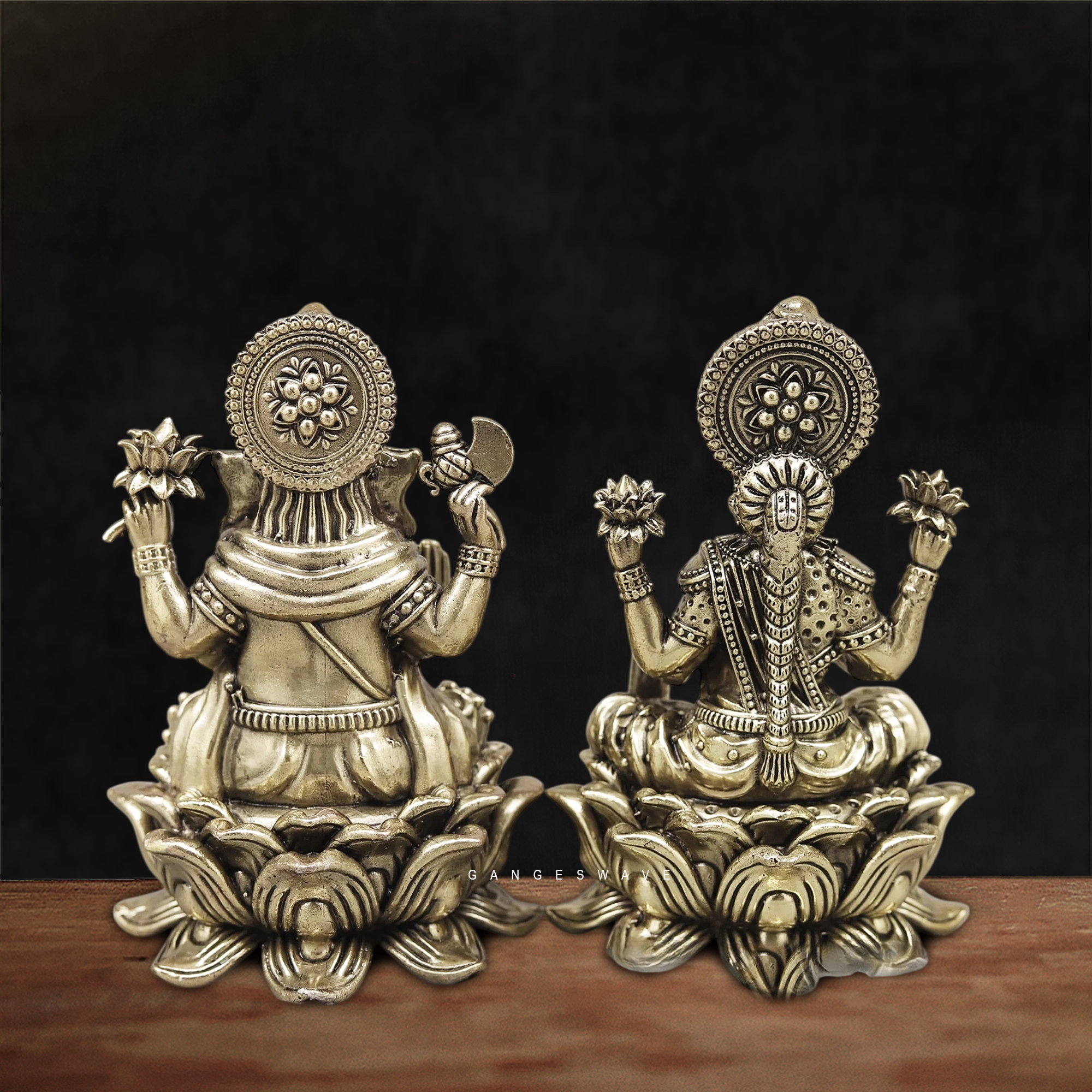 Superfine Brass Lakshmi Ganesh Idol - 5 inches - Image 2