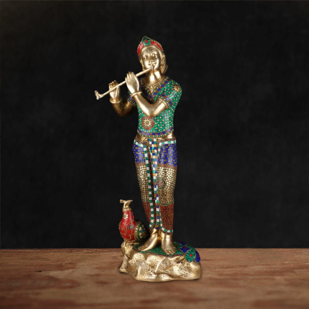 Murilidhara Meenakari Brass Statue - 29 inches