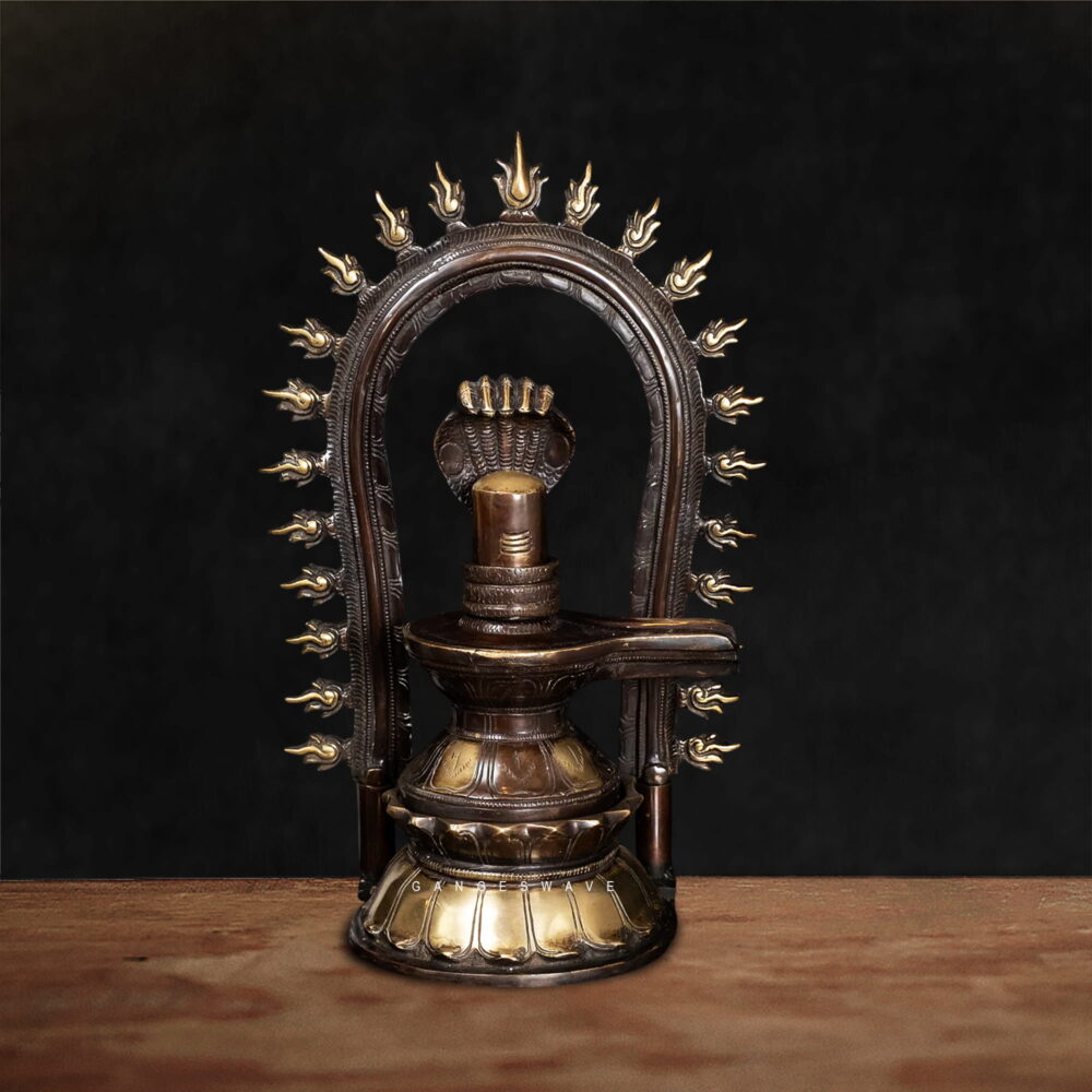 Brass Shivalingam with Prabhavali Frame - 14 inches
