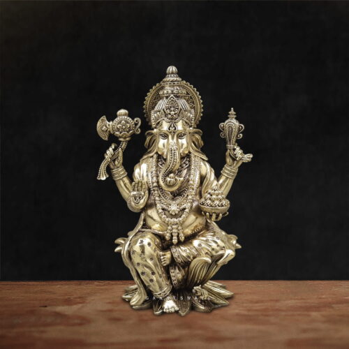 Superfine Brass Lord Ganesha Idol - 10 inches