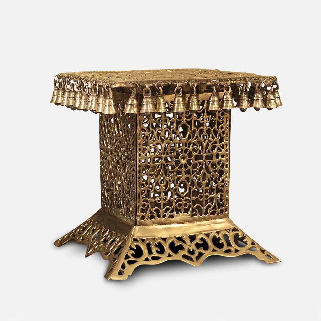 Brass Chowki with Ghungroo - 15 inches - Image 2