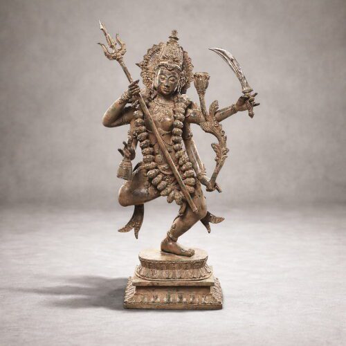 Chola-Style Vintage Finished Brass Maha Kali Statue - 26 inches