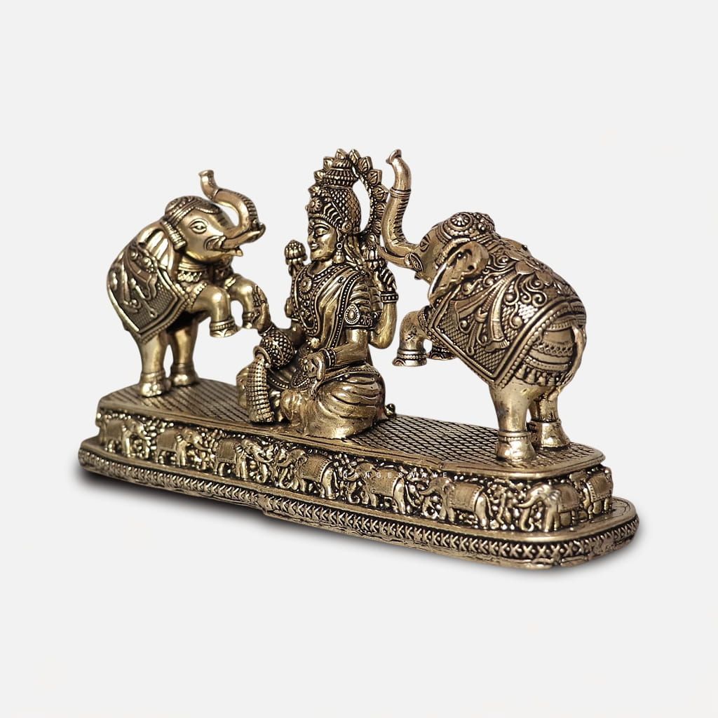 Gaja Lakshmi Superfine Brass Idol - 4 inches - Image 2