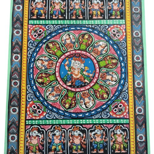 Ganesha Pattachitra Painting – Traditional Circular Narrative Folk Art [ 19 x 30 inches ]