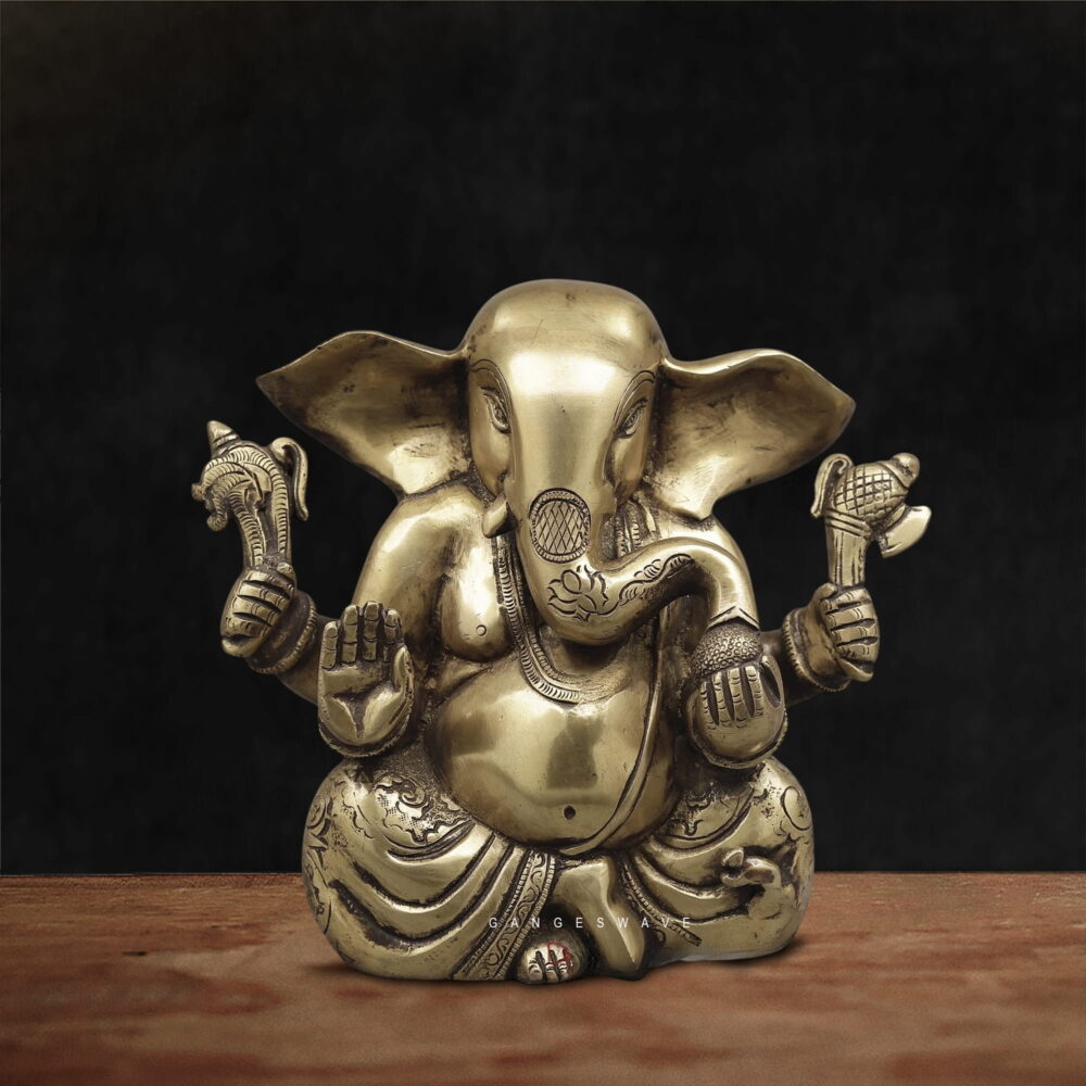 Appu Brass Ganesh Murti - 7 inches