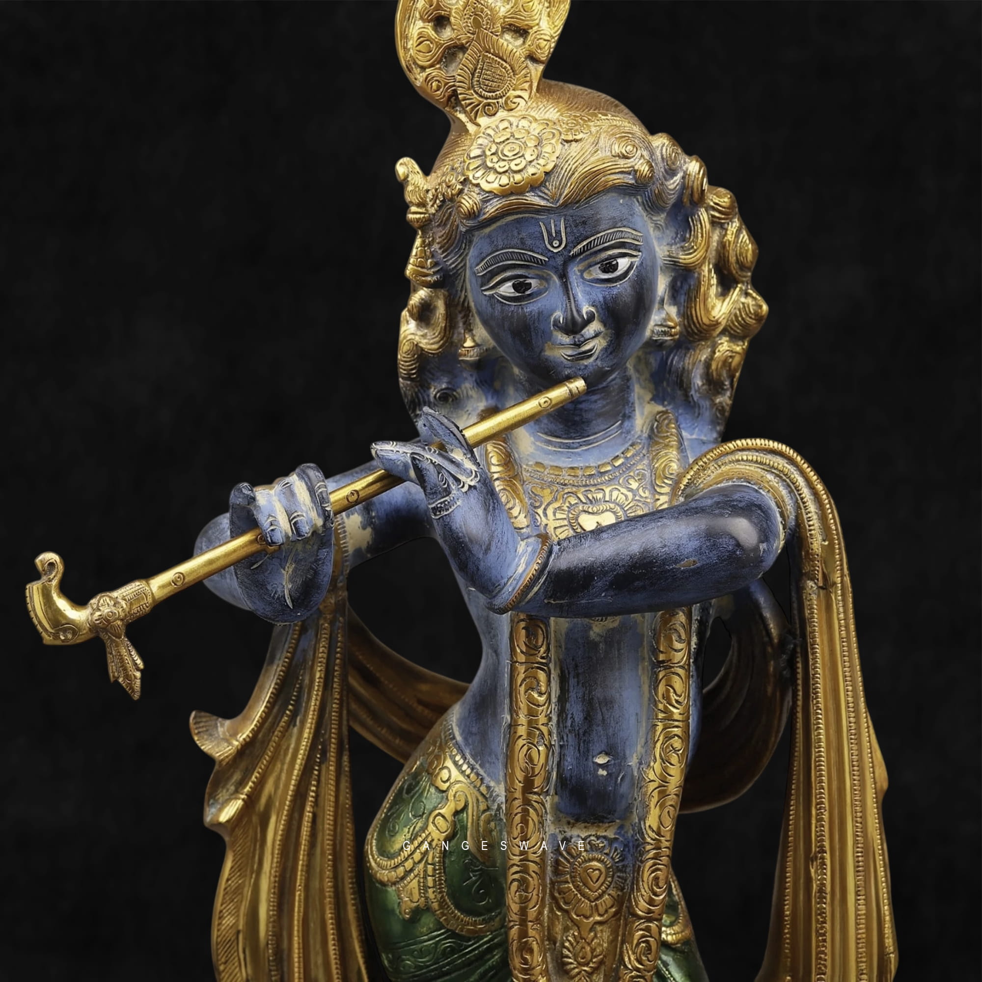 Artisanal Brass Krishna Statue – 20 inches - Image 4