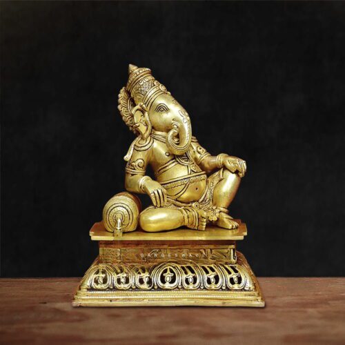 Reclining Lord Ganesha Brass Statue -12 inches