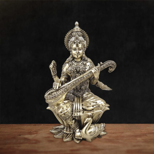 Superfine Brass MaSaraswati Idol - 10 inches