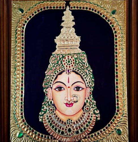 Sri Lakshmi Devi Face Tanjore Painting [ 16 x 18 inches ]