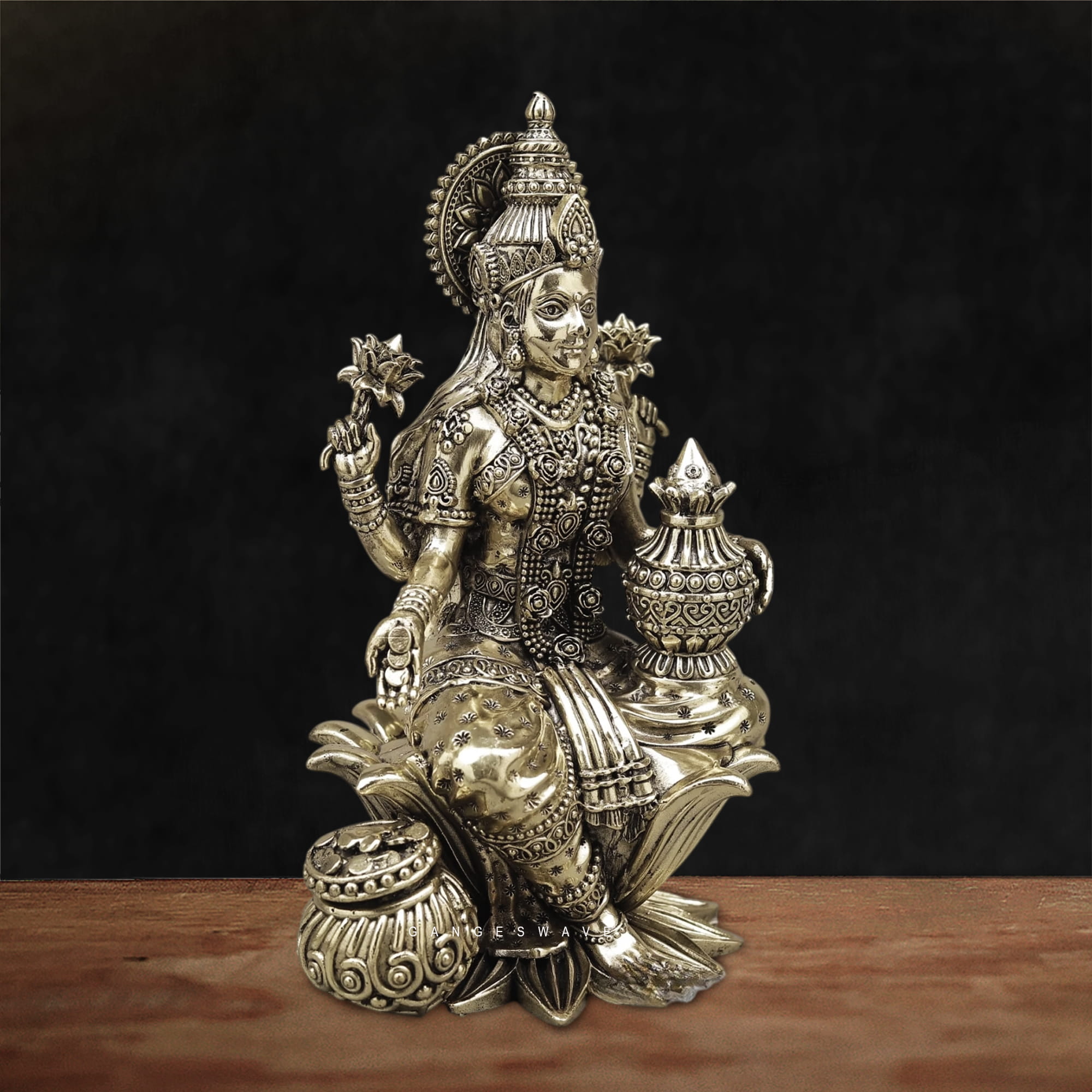 Superfine Brass MaLakshmi Idol - 10 inches - Image 2