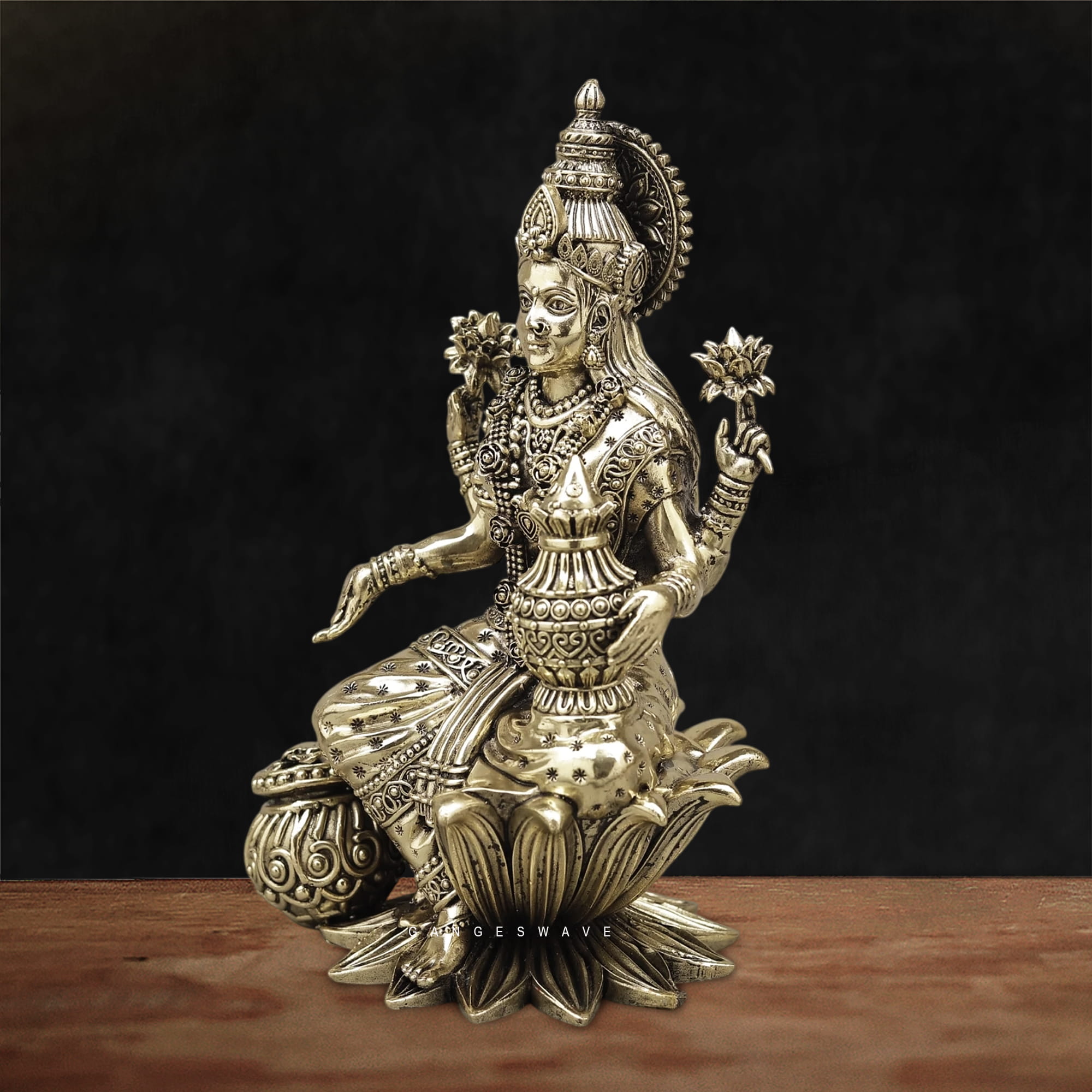 Superfine Brass MaLakshmi Idol - 10 inches - Image 3