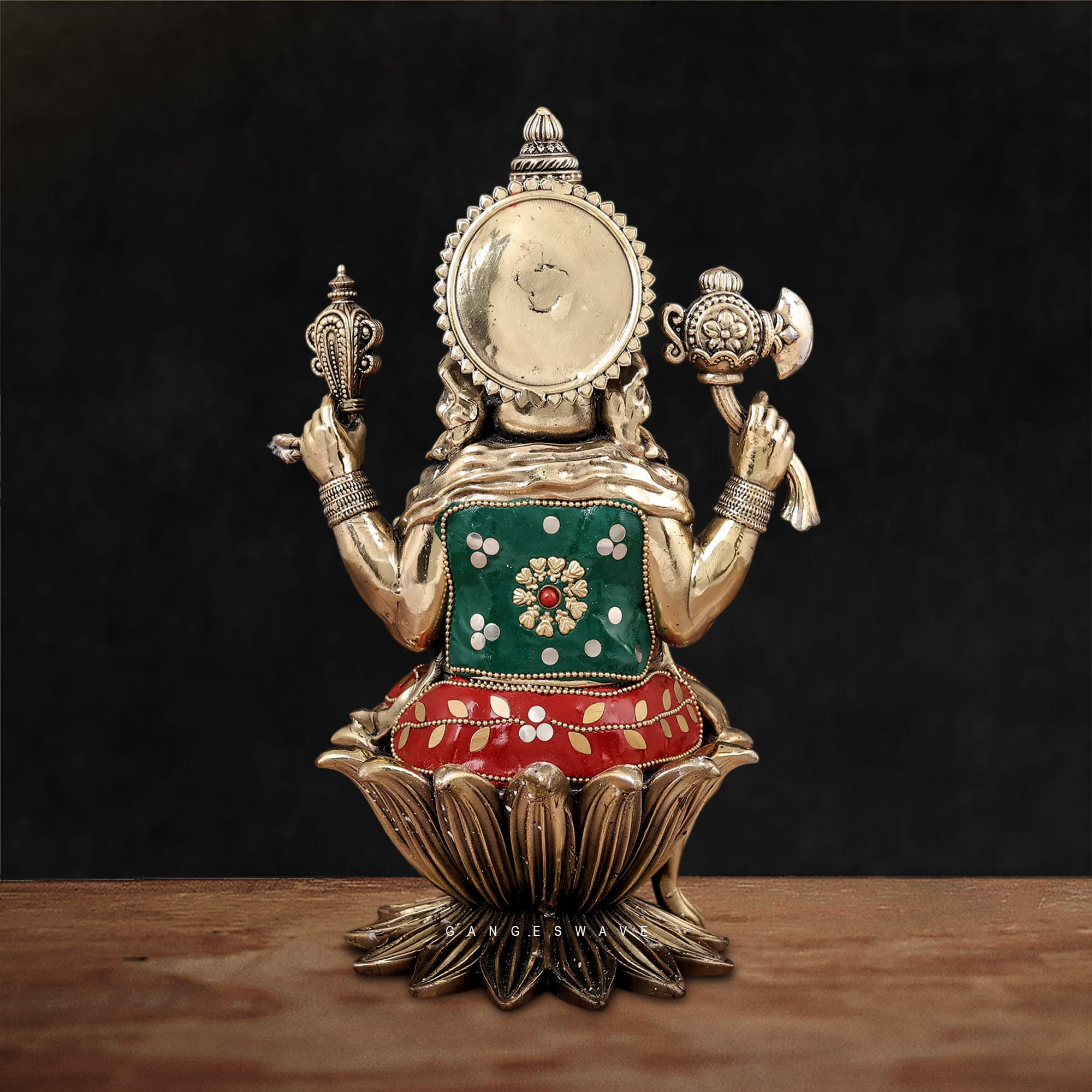 Superfine Brass MaLakshmi, Ganesh, MaSaraswati Idol - 10 inches - Image 9