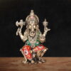 Superfine Brass Meenakari Lord Ganesha Idol - 10 inches