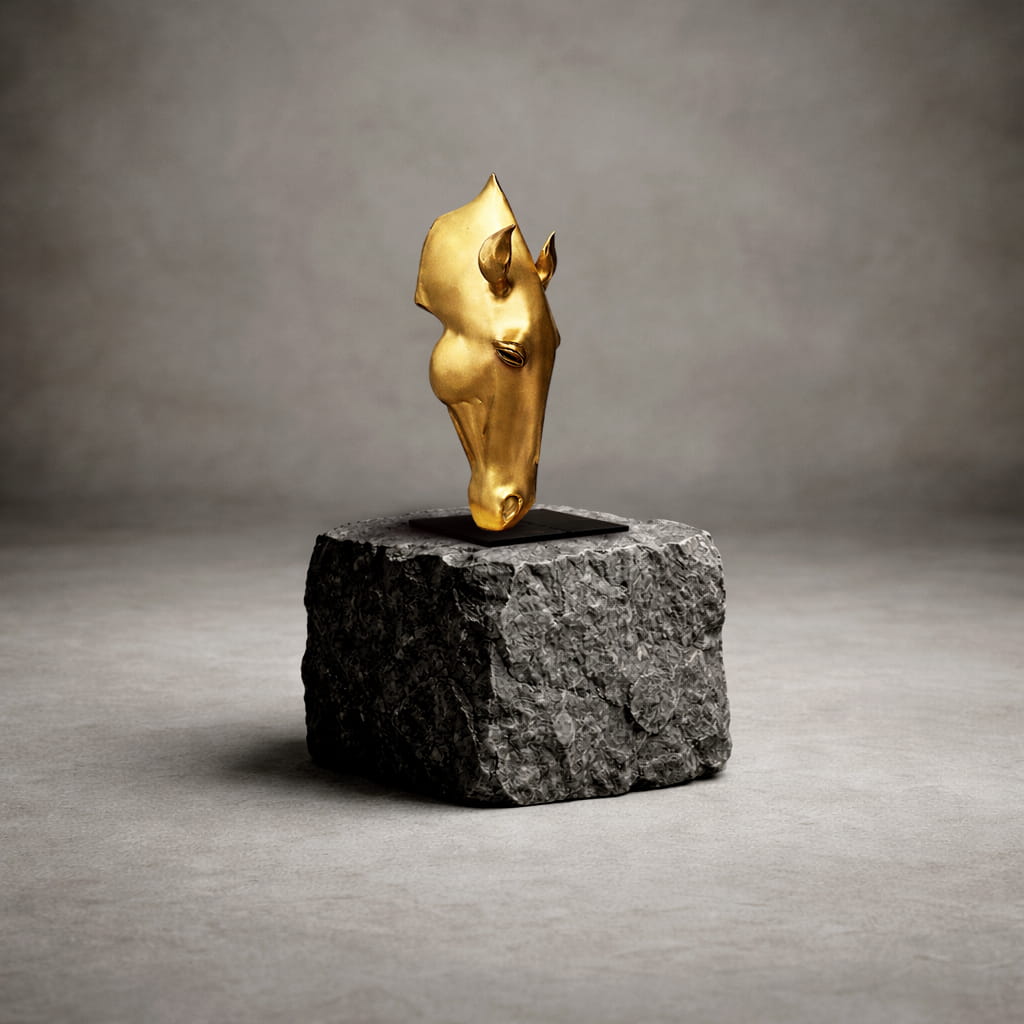 Abstract Horse Brass Sculpture | Handcrafted Luxury Décor Artifact - Image 2