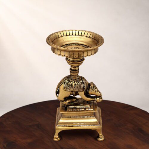 Brass Mooshak Oil Lamp Diya Stand - 6.5 inches