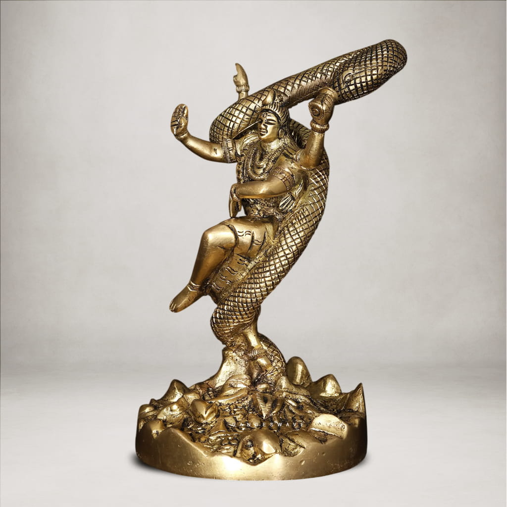 Brass Shiva with Vasuki Snake Statue - 6 inches - Image 5