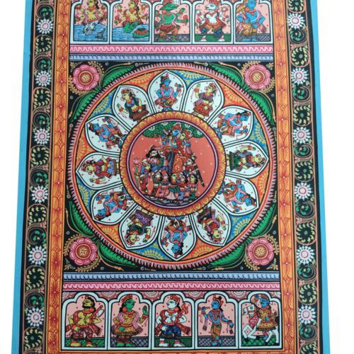 Radha Krishna Raas Leela Pattachitra Painting